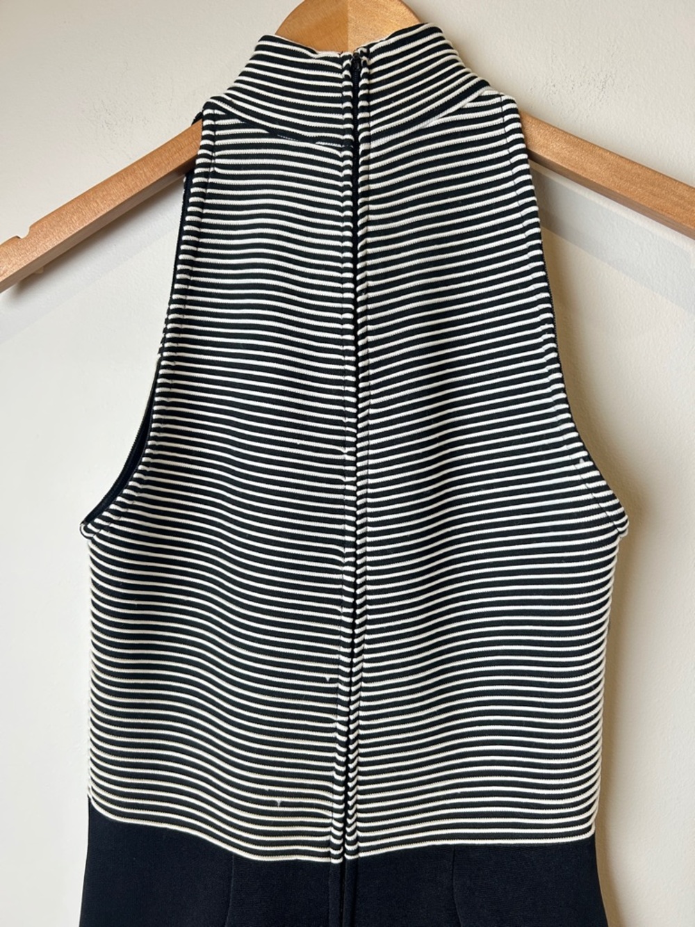 Tadashi Vintage 90’s Black & White Striped Halter Bodycon Sexy Mini Dress - Picture 4 of 9